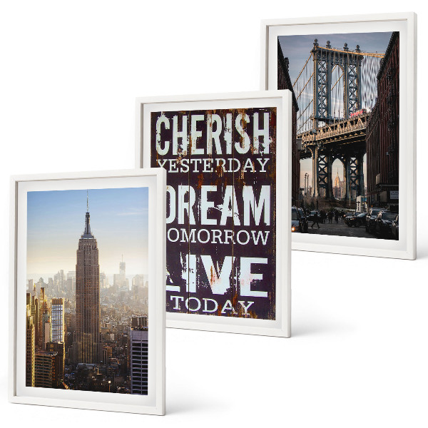 Composição de quadros moderna citação sobre paisagens de Nova York