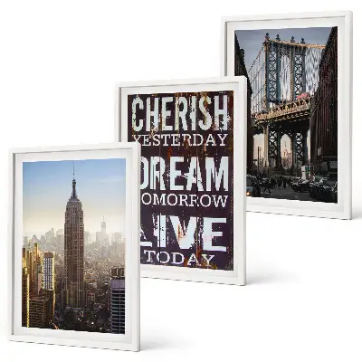 Composição de quadros moderna com citações sobre paisagens de Nova York