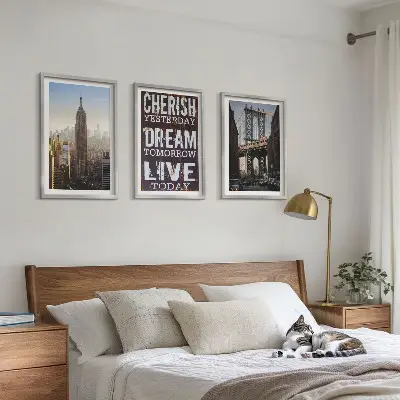 Composição de quadros moderna com citações sobre paisagens de Nova York