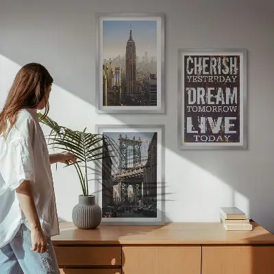 Composição de quadros moderna com citações sobre paisagens de Nova York