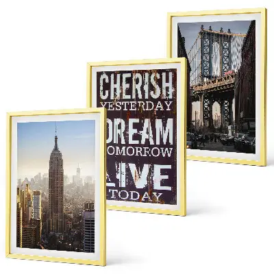 Composição de quadros moderna com citações sobre paisagens de Nova York