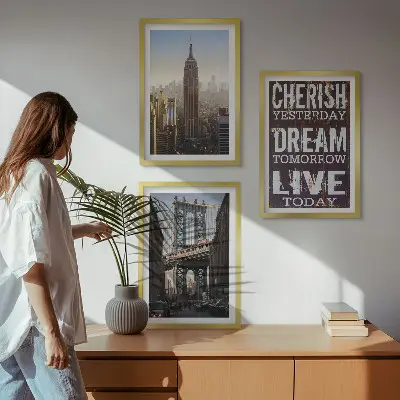 Composição de quadros moderna com citações sobre paisagens de Nova York