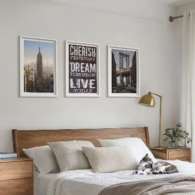 Composição de quadros moderna com citações sobre paisagens de Nova York
