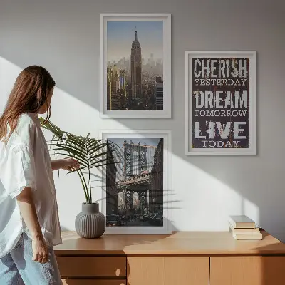 Composição de quadros moderna com citações sobre paisagens de Nova York