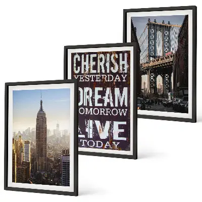 Composição de quadros moderna com citações sobre paisagens de Nova York