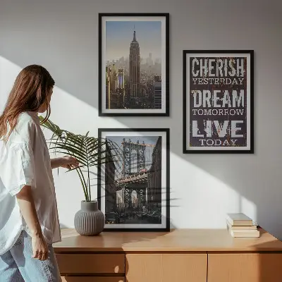 Composição de quadros moderna com citações sobre paisagens de Nova York