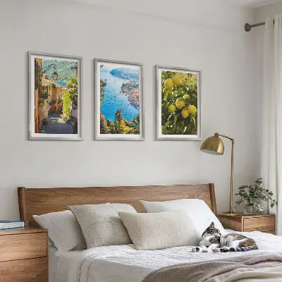 Conjunto de quadros para sala de estar Ruas à beira-mar e mar de limões