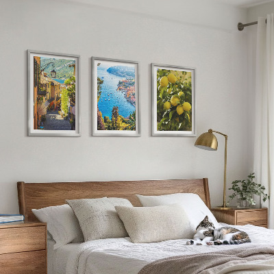 Conjunto de quadros para sala de estar Ruas à beira-mar, mar de limões