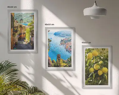 Conjunto de quadros para sala de estar Ruas à beira-mar e mar de limões