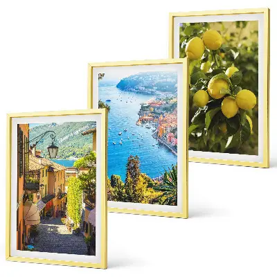 Conjunto de quadros para sala de estar Ruas à beira-mar e mar de limões