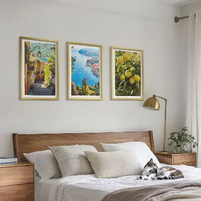 Conjunto de quadros para sala de estar Ruas à beira-mar e mar de limões