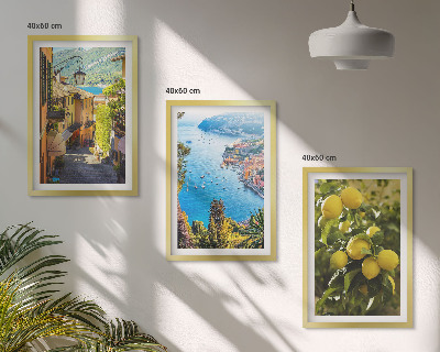 Conjunto de quadros para sala de estar Ruas à beira-mar, mar de limões