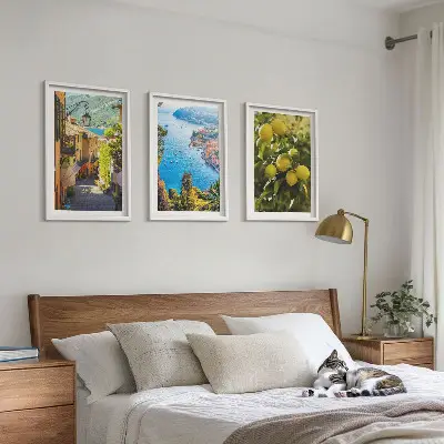 Conjunto de quadros para sala de estar Ruas à beira-mar e mar de limões