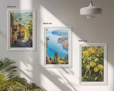 Conjunto de quadros para sala de estar Ruas à beira-mar e mar de limões