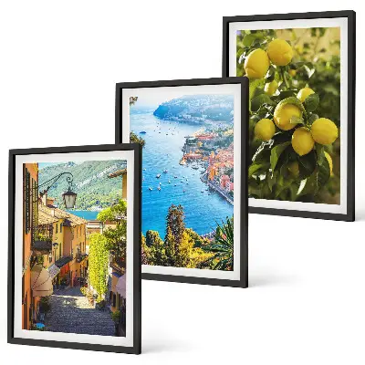 Conjunto de quadros para sala de estar Ruas à beira-mar e mar de limões
