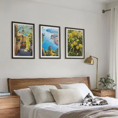 Conjunto de quadros para sala de estar Ruas à beira-mar e mar de limões
