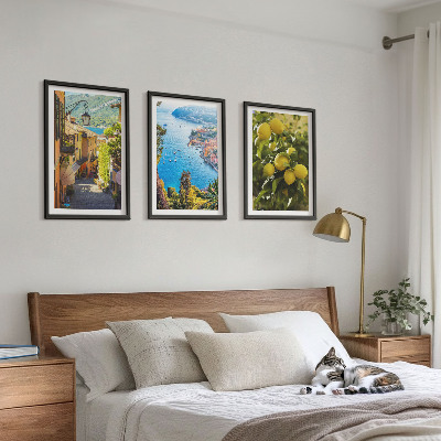 Conjunto de quadros para sala de estar Ruas à beira-mar, mar de limões