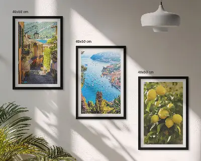 Conjunto de quadros para sala de estar Ruas à beira-mar e mar de limões