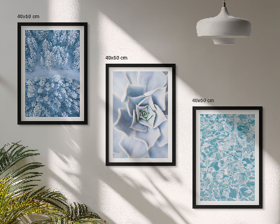 Conjunto de quadros para sala de estar água azul flor floresta de inverno