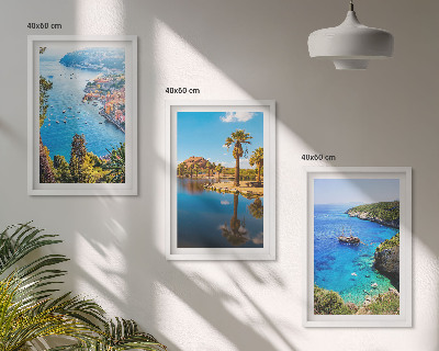 Composição de quadros moderna Palmeiras à beira-mar, água azul