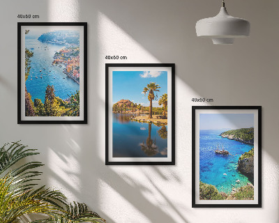Composição de quadros moderna Palmeiras à beira-mar, água azul