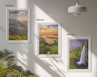 Conjunto de quadros para sala de estar rios de montanha cachoeiras natureza
