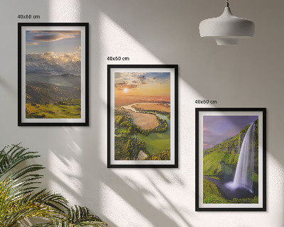 Conjunto de quadros para sala de estar rios de montanha cachoeiras natureza