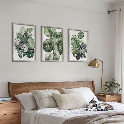 Composição de quadros moderna Folhas tropicais verdes em aquarela