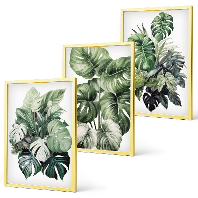Composição de quadros moderna Folhas tropicais verdes em aquarela