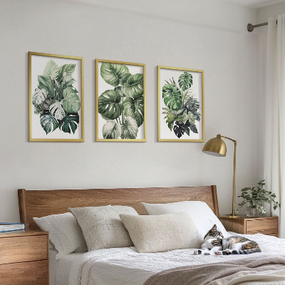 Composição de quadros moderna Folhas tropicais verdes em aquarela