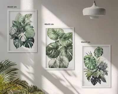Composição de quadros moderna com folhas tropicais verdes em aquarela