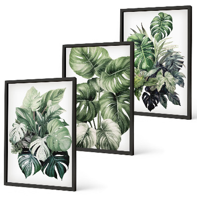 Composição de quadros moderna Folhas tropicais verdes em aquarela