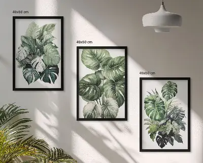 Composição de quadros moderna com folhas tropicais verdes em aquarela
