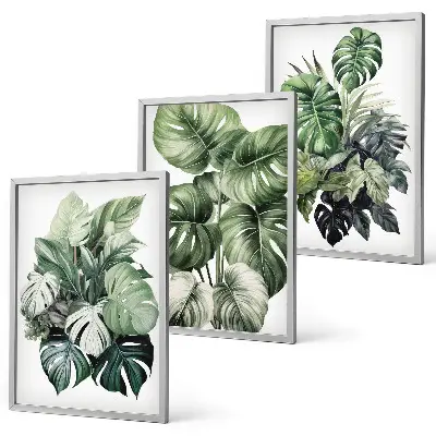 Composição de quadros moderna com folhas tropicais verdes em aquarela