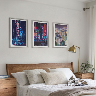 Composição de quadros moderna Luzes de néon da cidade noturna