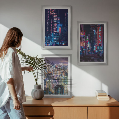 Composição de quadros moderna Luzes de néon da cidade noturna
