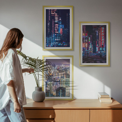 Composição de quadros moderna Luzes de néon da cidade noturna
