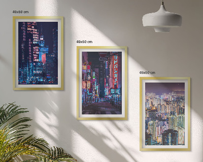 Composição de quadros moderna Luzes de néon da cidade noturna