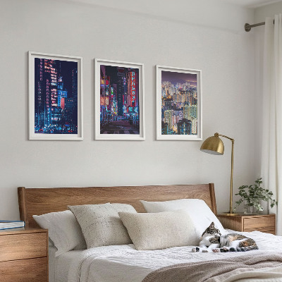 Composição de quadros moderna Luzes de néon da cidade noturna