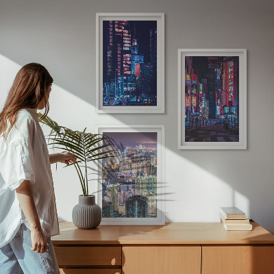 Composição de quadros moderna Luzes de néon da cidade noturna