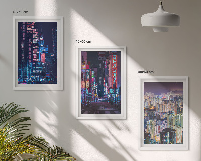 Composição de quadros moderna Luzes de néon da cidade noturna