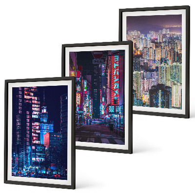 Composição de quadros moderna Luzes de néon da cidade noturna