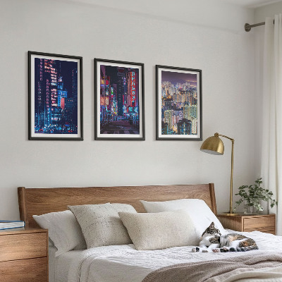 Composição de quadros moderna Luzes de néon da cidade noturna