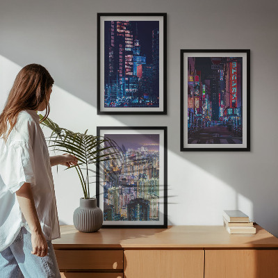 Composição de quadros moderna Luzes de néon da cidade noturna