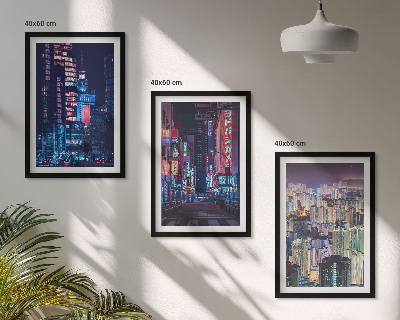 Composição de quadros moderna Luzes de néon da cidade noturna