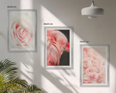 Conjunto de quadros para sala de estar com estampas de flamingos em rosa pastel