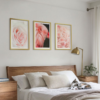 Conjunto de quadros para sala de estar Flamingos rosa pastel delicadamente