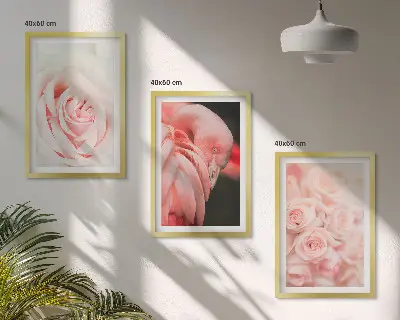 Conjunto de quadros para sala de estar com estampas de flamingos em rosa pastel