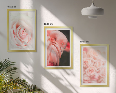 Conjunto de quadros para sala de estar Flamingos rosa pastel delicadamente