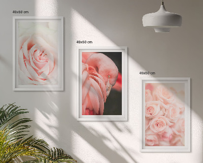 Conjunto de quadros para sala de estar Flamingos rosa pastel delicadamente